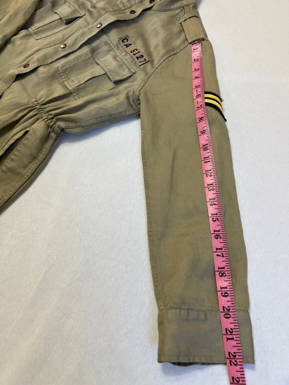 Rails Trey Light Sage Arrow Patch Military Zipper Jacket Tencel Linen Blend XS